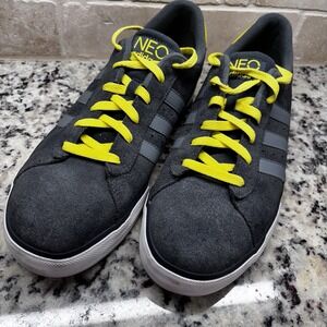 Adidas Men's Neo Gray Suede Sneakers With Yellow Trim And Laces